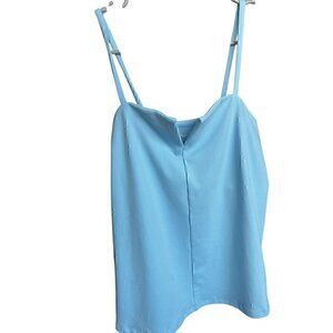 Basic Open V-Neck, Spaghetti Strap Camisole Top, baby blue, SMALL